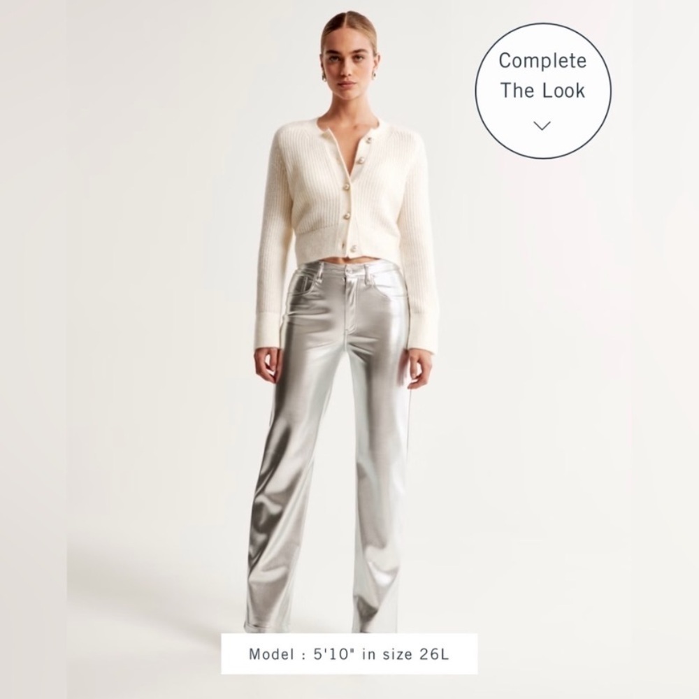 Abercrombie & Fitch Silver Curve Love Vegan Leather 90’s Straight Pant 30 / 10